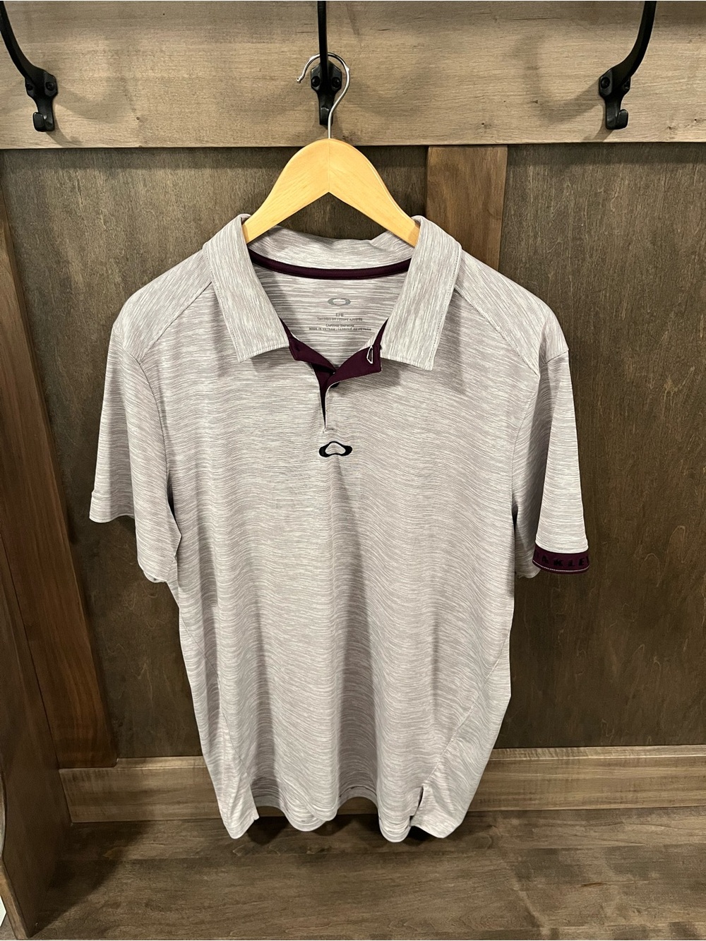 Oakley Light Gray Polo with Maroon Accent